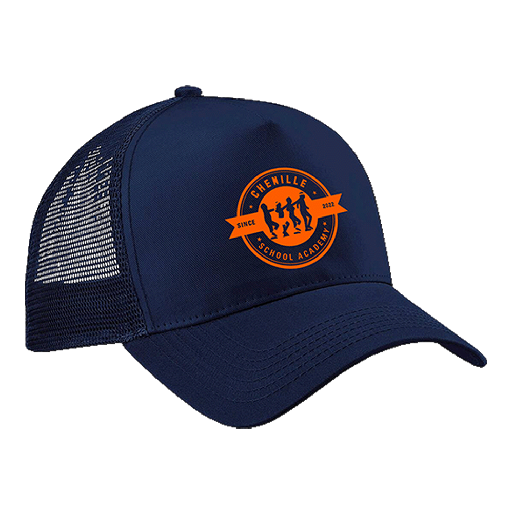 CASQUETTE TRUCKER BLEUE LOGO ORANGE